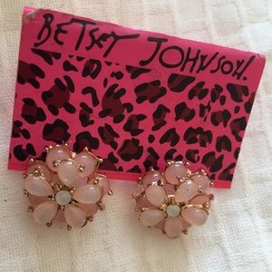 Betsy Johnson flower earrings with stones gold